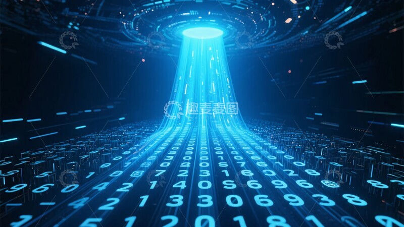 高清大图下载【趣麦麦图】-科技感数字光线隧道场景244