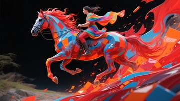 骑手策马奔腾的奇幻画面353
