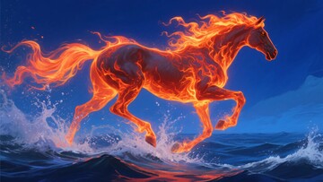 火焰骏马奔腾于海浪之上034