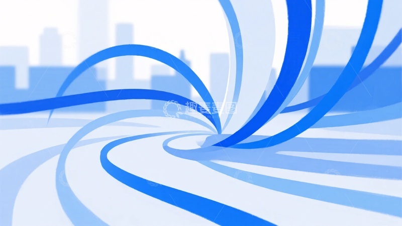 高清大图下载【趣麦麦图】蓝色线条城市背景插画741
