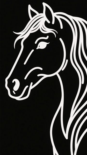 简约线条马头插画074
