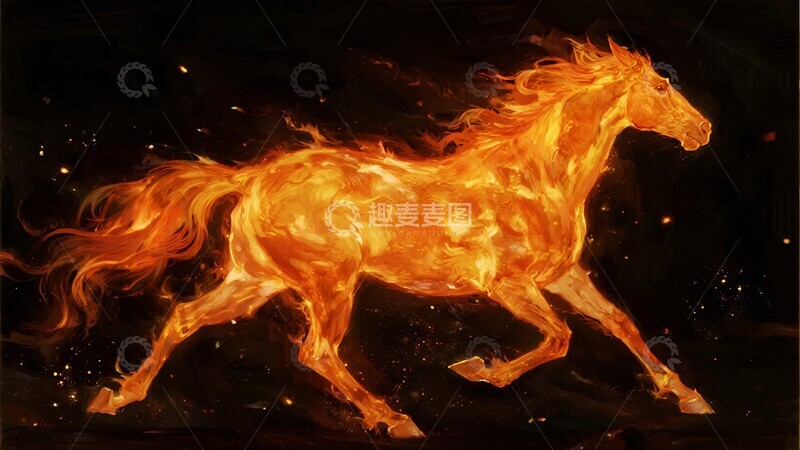 高清大图下载【趣麦麦图】-奔跑的火焰骏马198