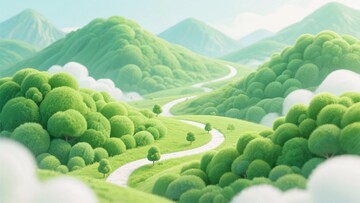绿色山峦间蜿蜒小路景观244