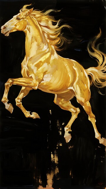 金色骏马奔腾插画696