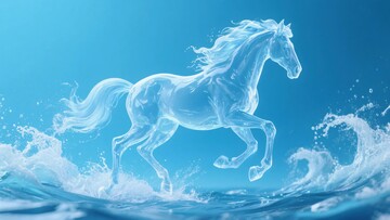 水中奔腾的透明骏马392
