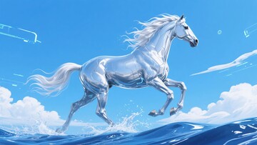 银马在蓝天碧海间奔腾796