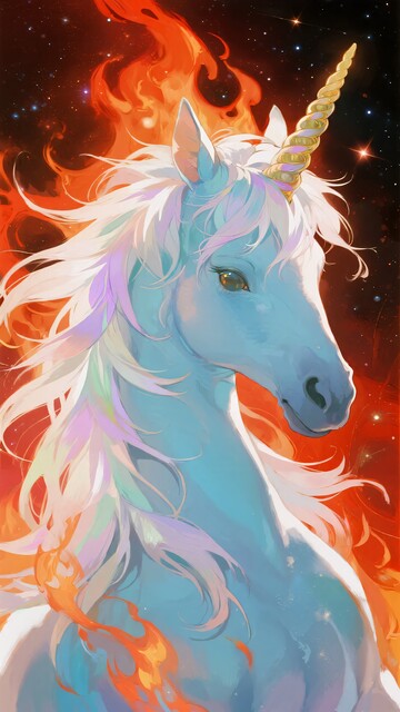 梦幻火焰独角兽插画281