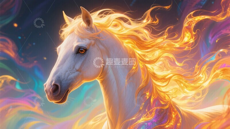 高清大图下载【趣麦麦图】-飘逸鬃毛的奇幻白马662