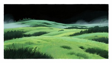 绿色田野插画风景070