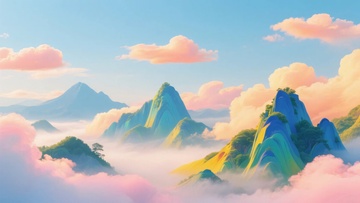 梦幻云端中的多彩山峦226