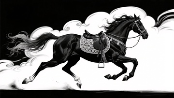 奔跑的黑马插画660