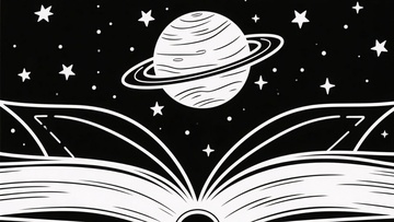 翻开的书与行星星空插画190