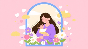母亲怀抱婴儿的温馨画面384