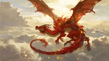 红色巨龙翱翔于云海之上554