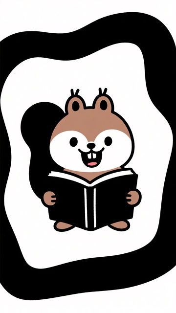 卡通松鼠读书插画917