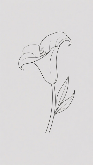 线条勾勒的简约百合花插画972