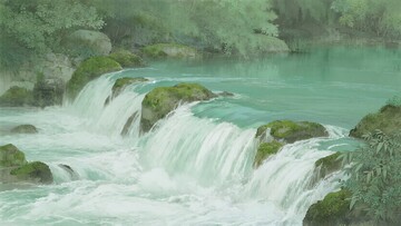 山间溪流瀑布美景图062