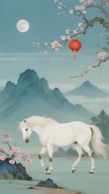 月下白马伴花景175