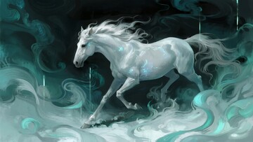 飘逸白马在奇幻云雾中奔腾179