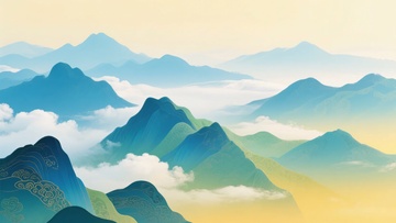 水墨风格群山云海美景337