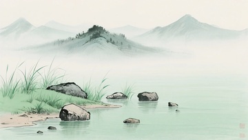 水墨风格山水风景插画507