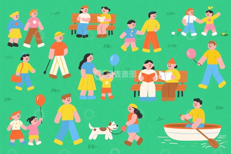 高清大图下载【趣麦麦图】-描绘多样人物活动的插画607