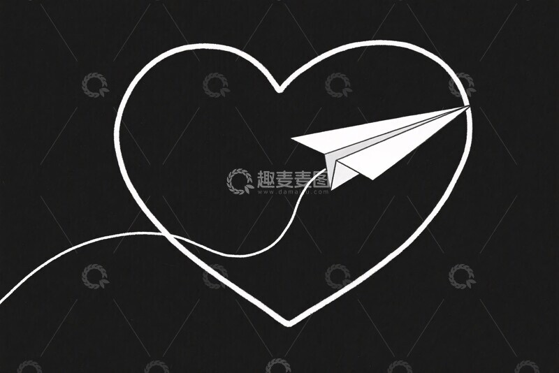 高清大图下载【趣麦麦图】-纸飞机飞入心形轮廓846