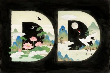 中式风格字母插画258