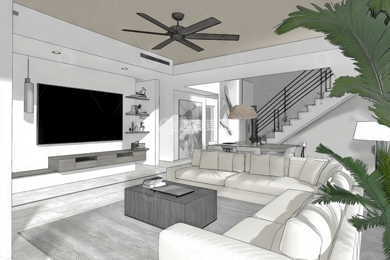 高清大图下载【趣麦麦图】现代客厅设计草图