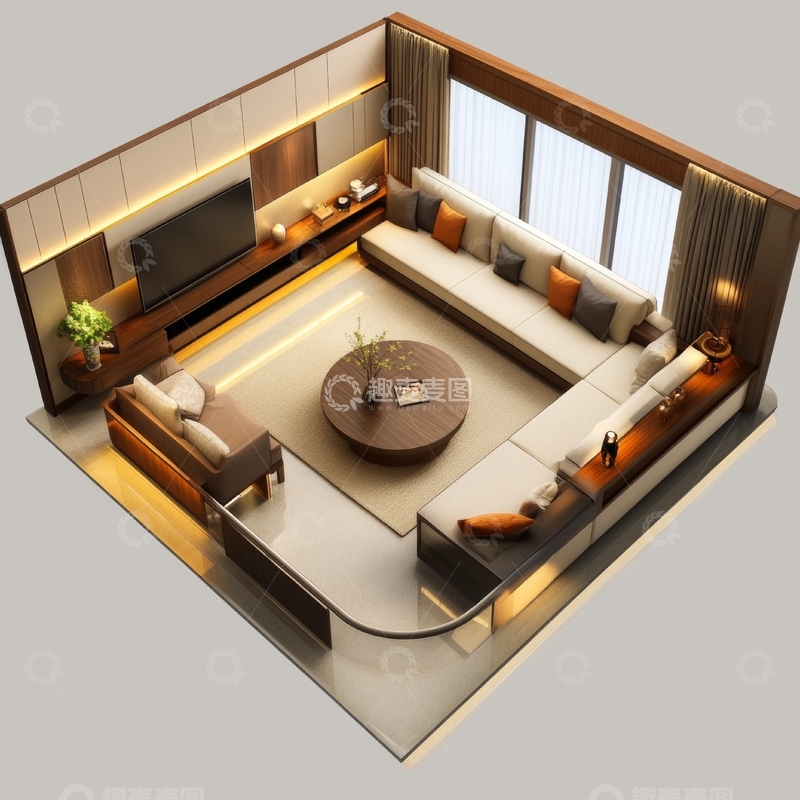 高清大图下载【趣麦麦图】现代客厅布局设计