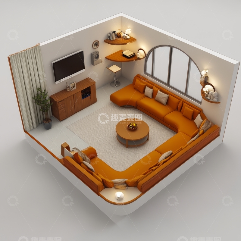 高清大图下载【趣麦麦图】现代客厅布局设计