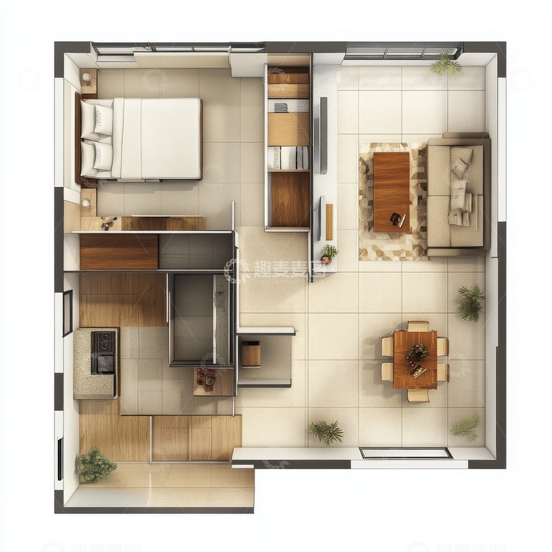 高清大图下载【趣麦麦图】现代公寓平面布局图