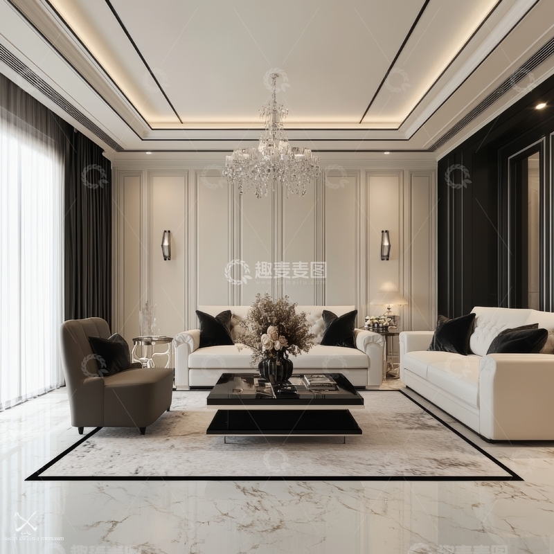 高清大图下载【趣麦麦图】豪华现代客厅内饰