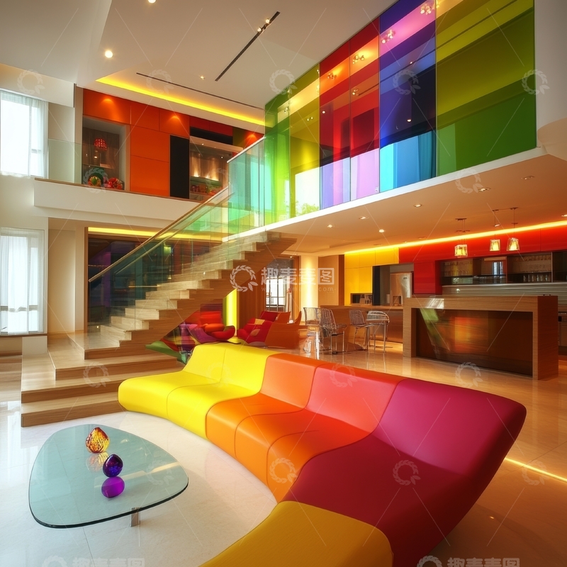 高清大图下载【趣麦麦图】现代彩色室内设计