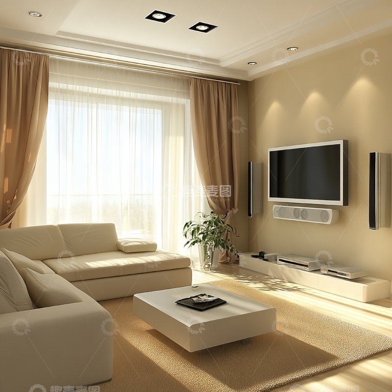 高清大图下载【趣麦麦图】现代客厅内饰