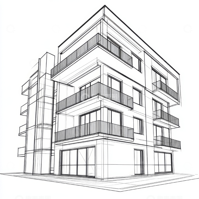 高清大图下载【趣麦麦图】多层公寓楼建筑草图