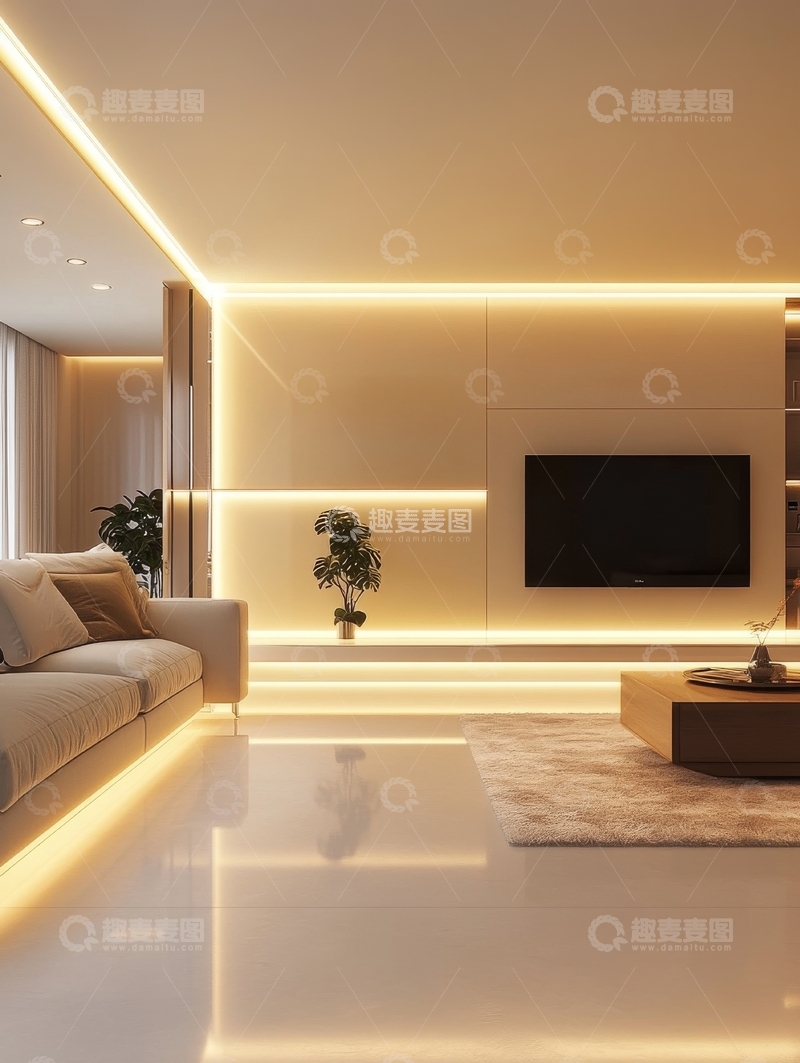 高清大图下载【趣麦麦图】现代客厅的灯光装饰