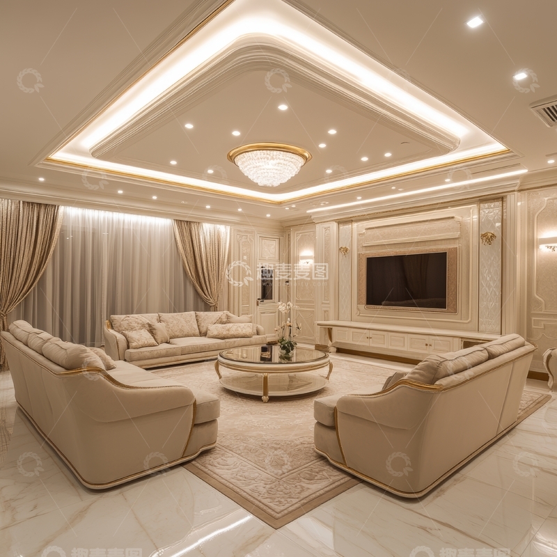 高清大图下载【趣麦麦图】豪华现代客厅内饰