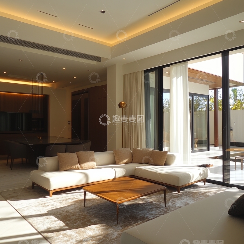 高清大图下载【趣麦麦图】现代客厅与户外景观
