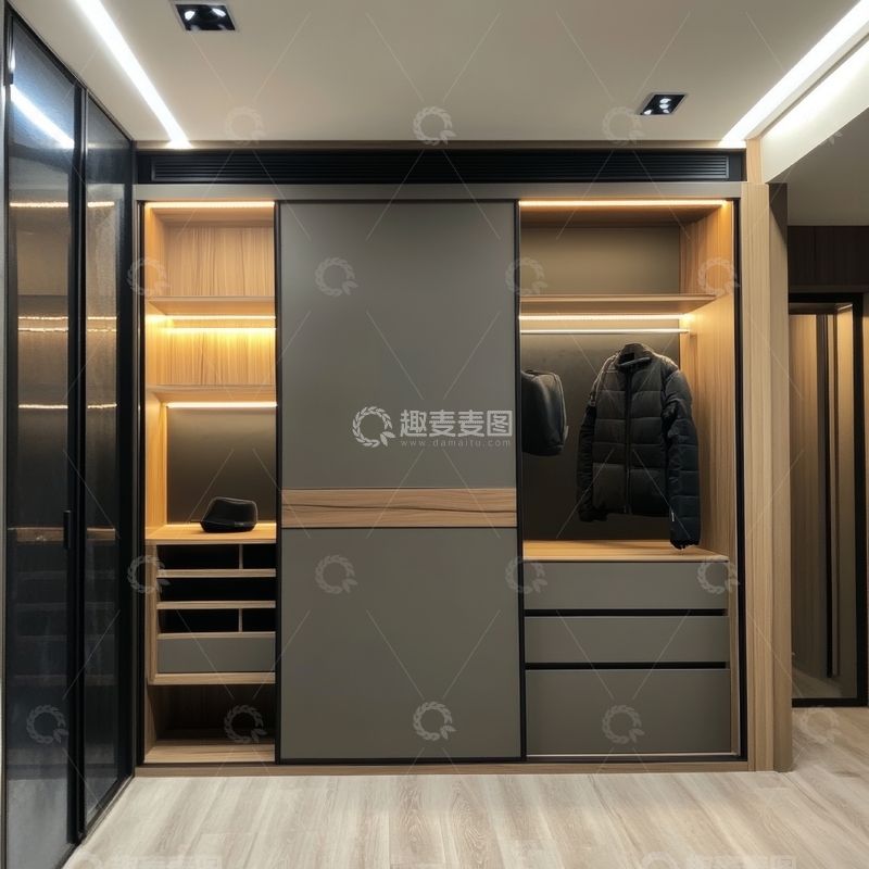 高清大图下载【趣麦麦图】现代简约风格的步入式衣帽间