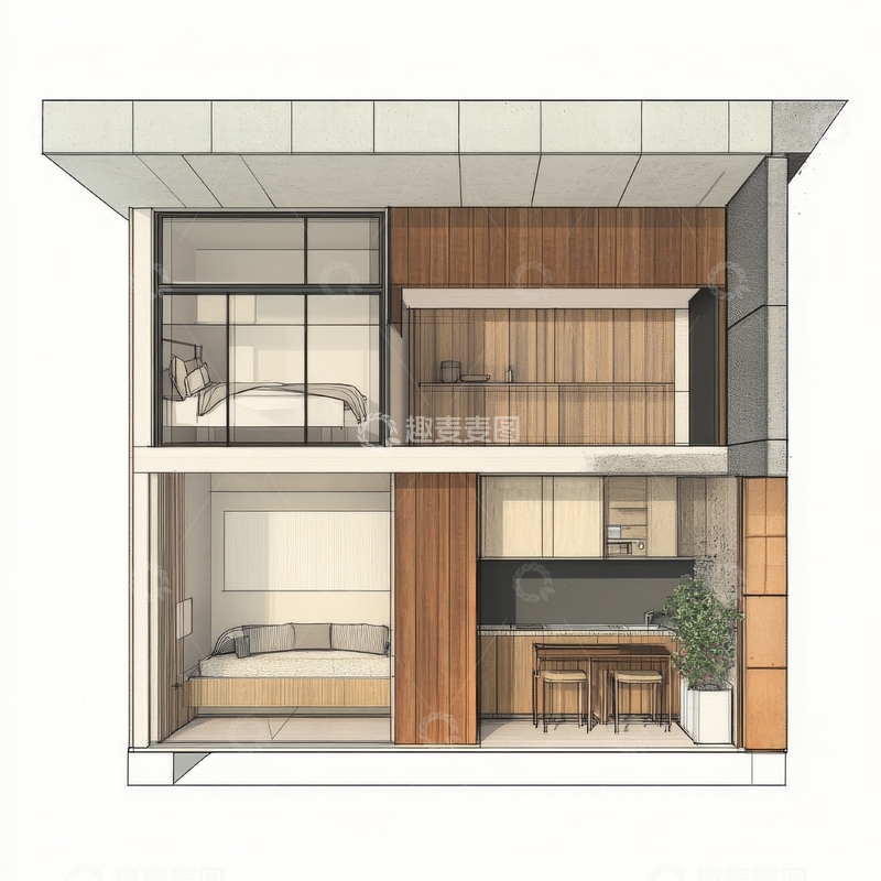 高清大图下载【趣麦麦图】现代公寓内部设计图