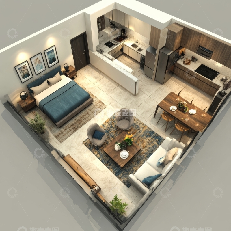 高清大图下载【趣麦麦图】现代开放式公寓布局