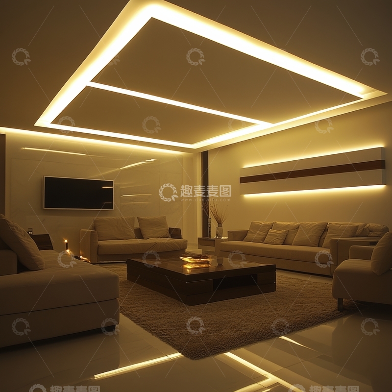 高清大图下载【趣麦麦图】现代客厅的灯光设计