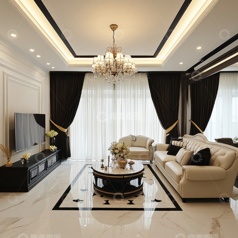 高清大图下载【趣麦麦图】豪华现代客厅内饰