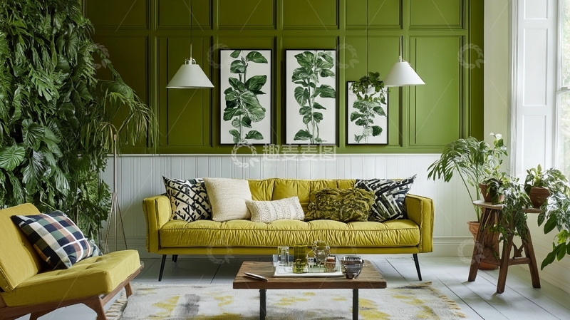 高清大图下载【趣麦麦图】绿色主题客厅布置