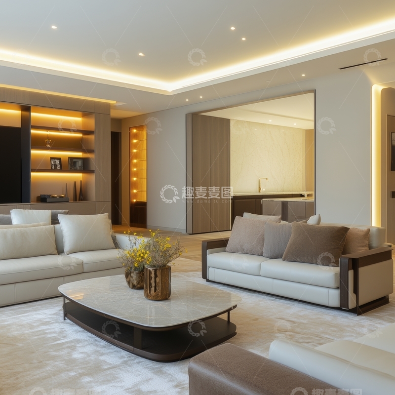 高清大图下载【趣麦麦图】现代豪华客厅内饰