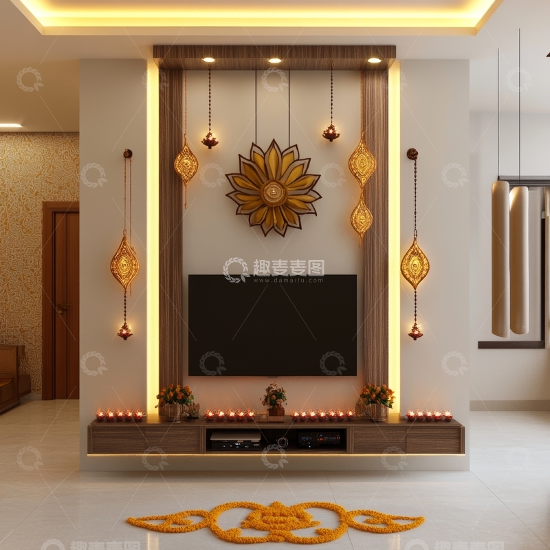 高清大图下载【趣麦麦图】现代客厅装饰与电视墙设计