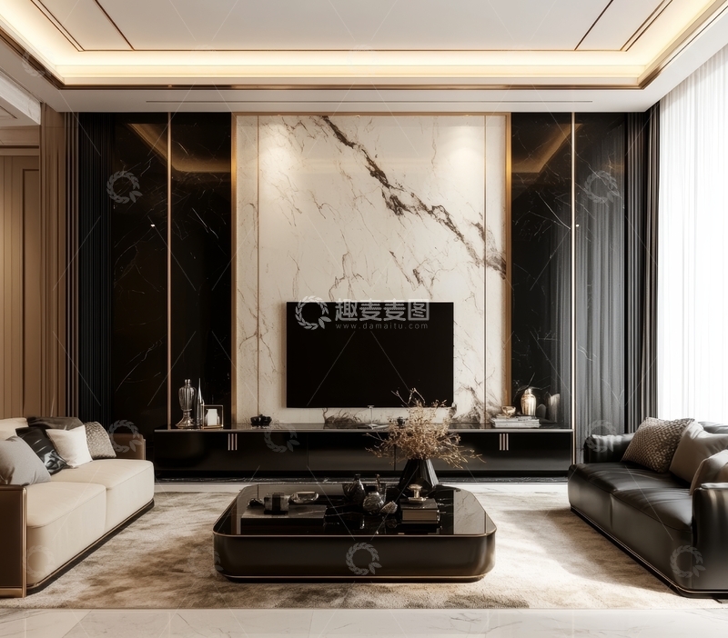 高清大图下载【趣麦麦图】现代豪华客厅内饰