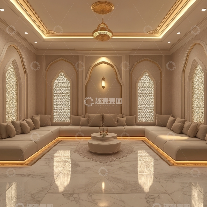 高清大图下载【趣麦麦图】豪华中东风格客厅