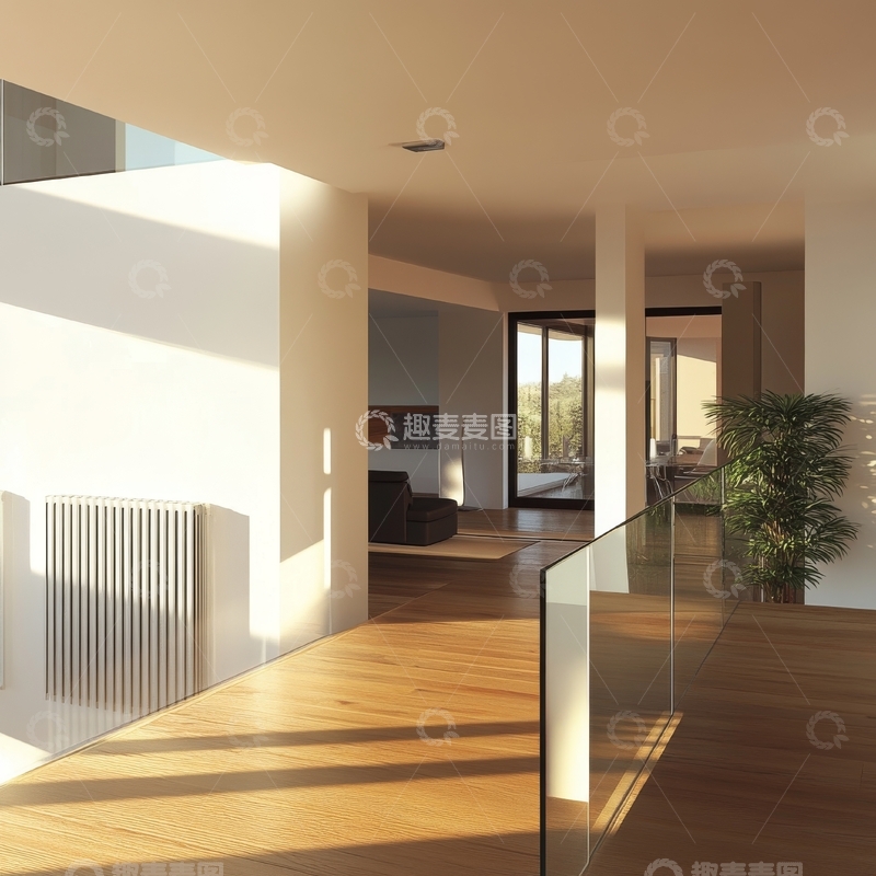 高清大图下载【趣麦麦图】现代室内走廊与客厅
